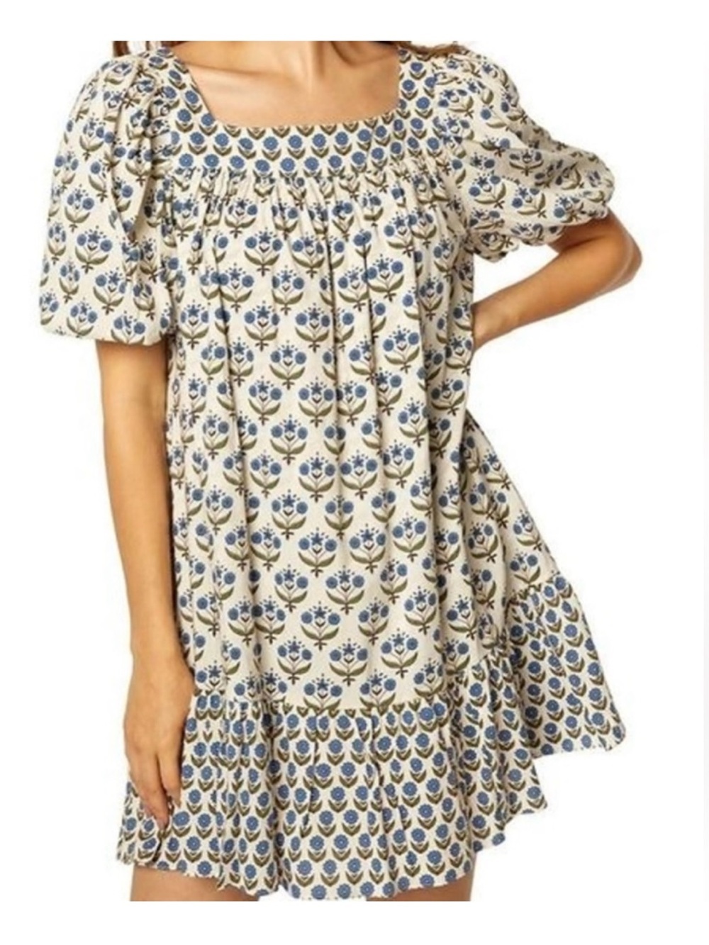 Misa Los Angeles Georgia Mini Dress Floral Print Ruffle Hem xs oversized NWOT